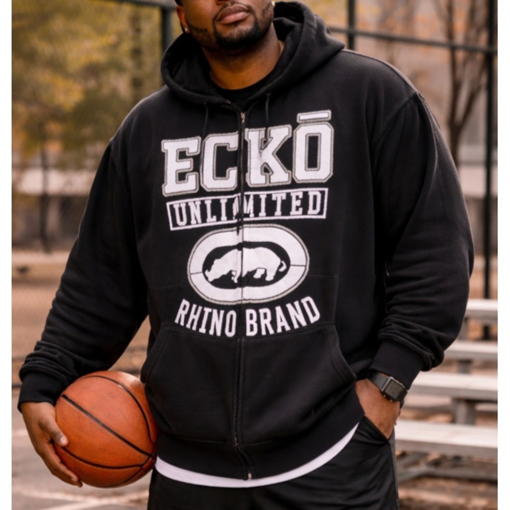 VTG Y2K Ecko Unltd Mens Rhino Hoodie Sweatshirt 2XL Streetcore Urbanwear Skater